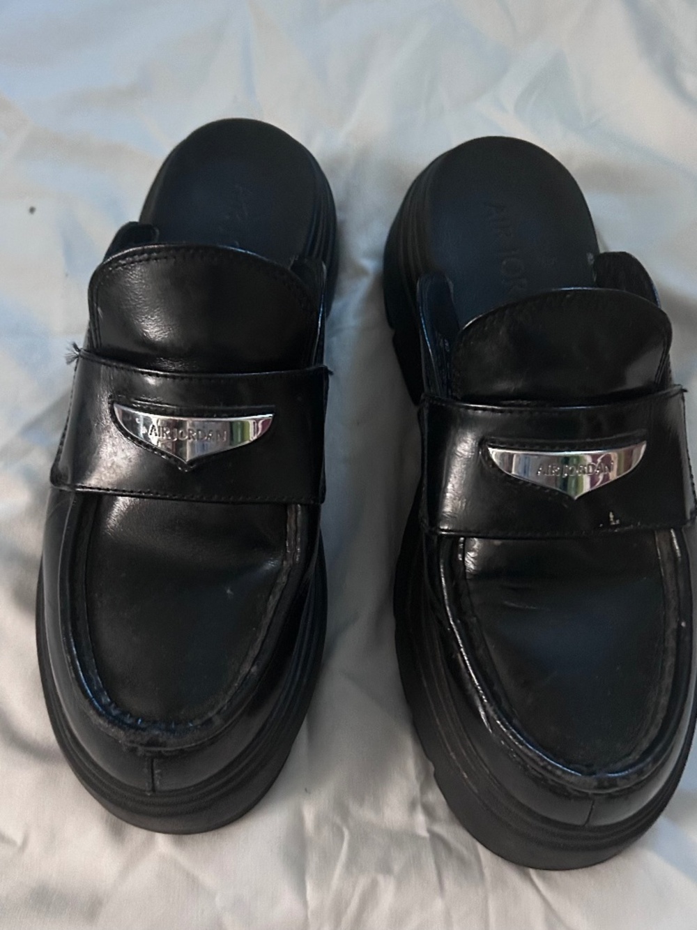 NIke Air Jordan Platform Black Patent Mules Size 9